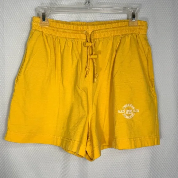 Vintage Yellow Paris Sport Club Casual Drawstring Shorts - Picture 3 of 7